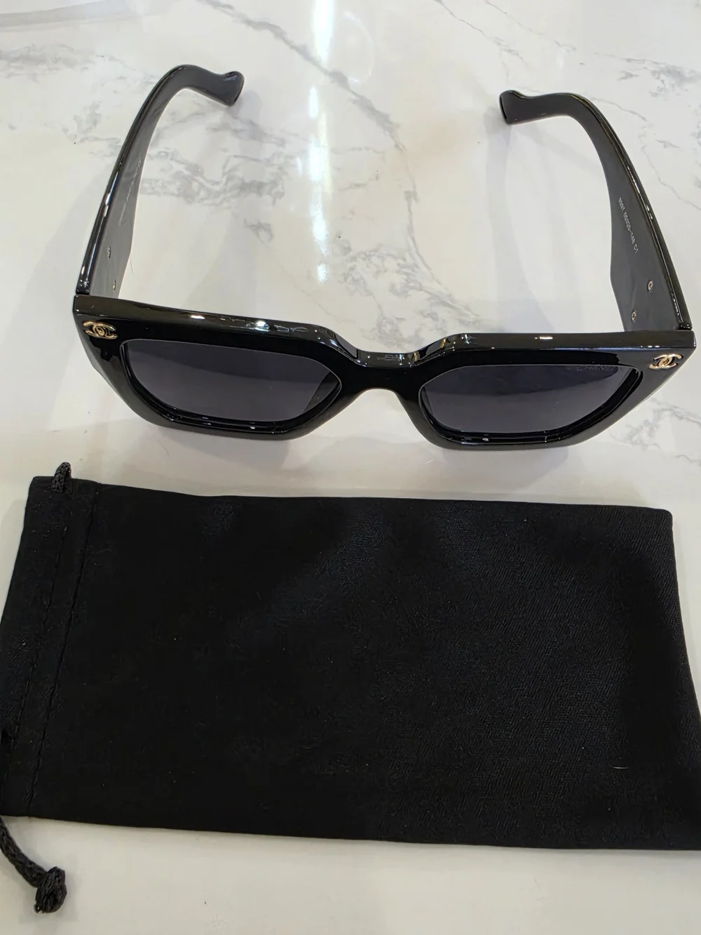Chanel Black CC Logo Oversized Square Sunglasses